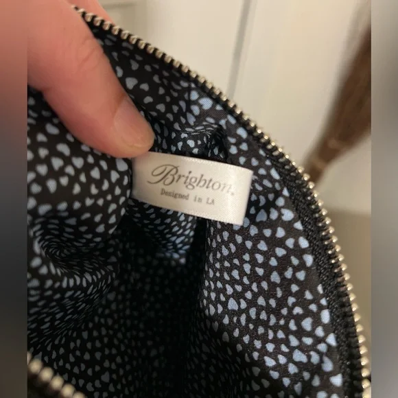 BRIGHTON VIP Sparkle Butterfly Bag Denim Crossbody Stripe Strap NWT - Picture 11 of 12